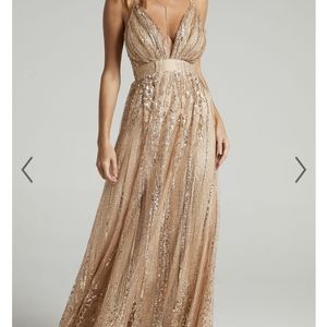 Rose gold glitter formal Showpo dress